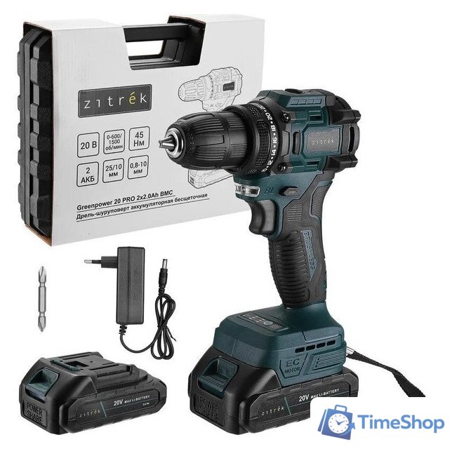 Дрель-шуруповерт Zitrek Greenpower 20 PRO 085-1314 (с 2-мя АКБ, кейс) - Изображение №1 — Интернет-магазин Time-Shop
