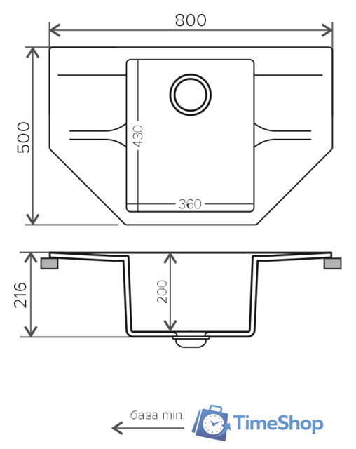 Кухонная мойка Polygran Riff-800 (черный 16) - Изображение №2 — Интернет-магазин Time-Shop