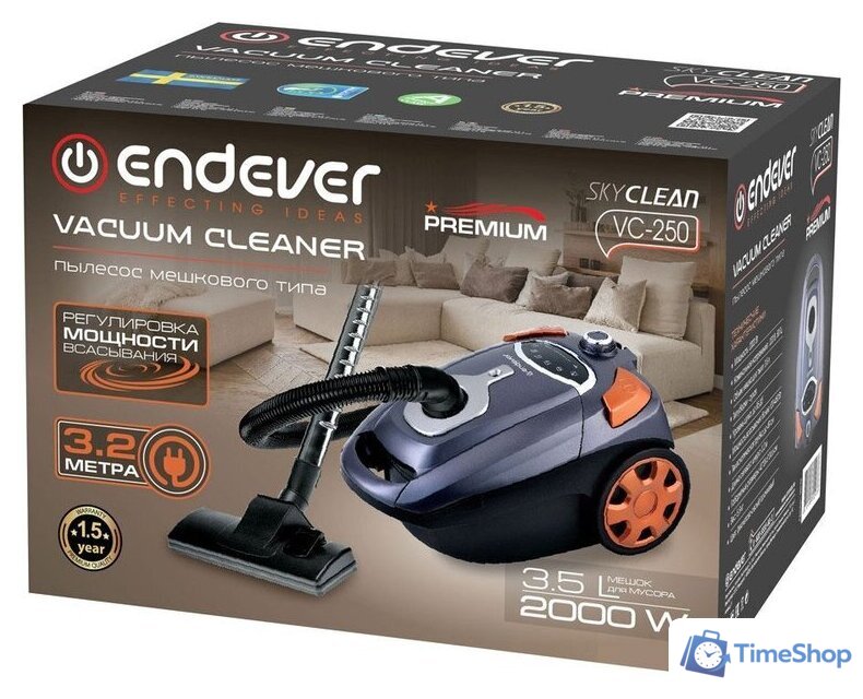 Пылесос Endever SkyClean VC-250 (серый/фиолетовый) - Изображение №11 — Интернет-магазин Time-Shop