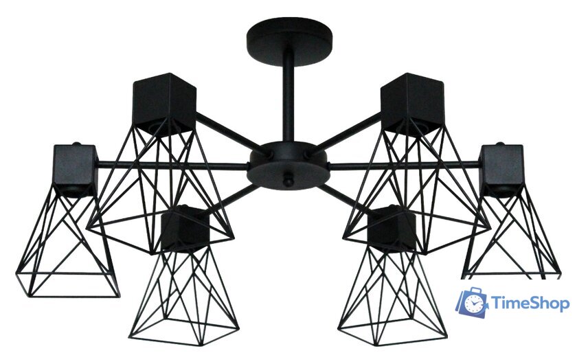 Люстра средней высоты Элетех Дельта 161 НПБ 01-6х60-118 Е27 (черный муар) - Изображение №1 — Интернет-магазин Time-Shop