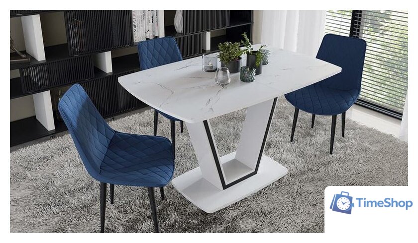 Кухонный стол Трия Дели тип 1 (белый глянец/стекло матовое белый мрамор) - Изображение №3 — Интернет-магазин Time-Shop
