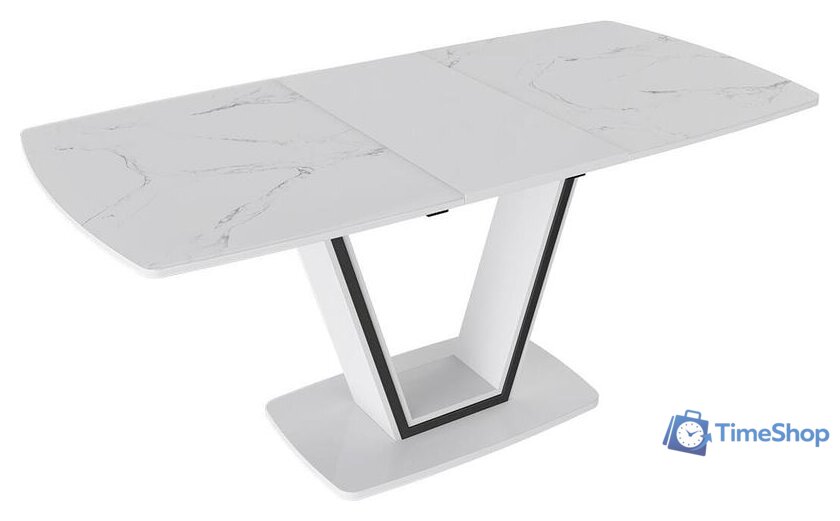 Кухонный стол Трия Дели тип 1 (белый глянец/стекло матовое белый мрамор) - Изображение №2 — Интернет-магазин Time-Shop