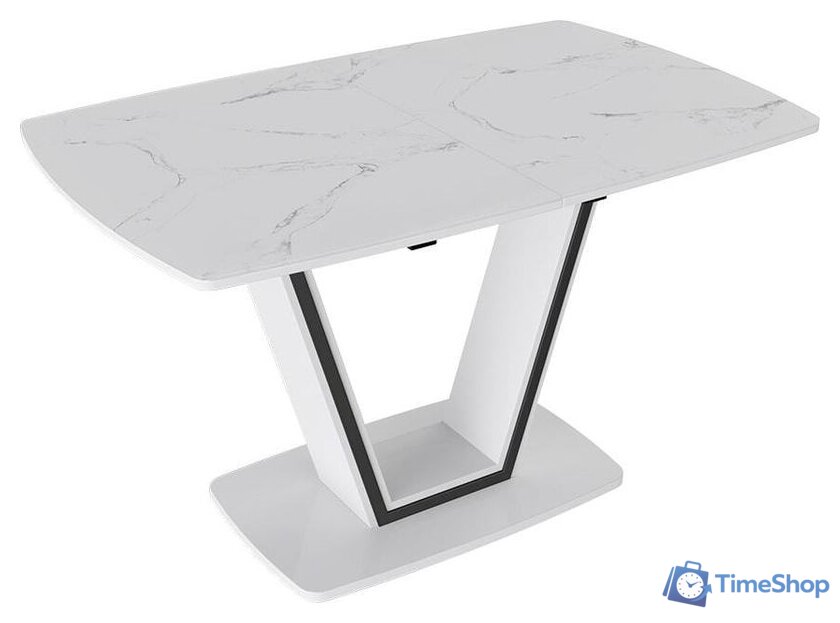 Кухонный стол Трия Дели тип 1 (белый глянец/стекло матовое белый мрамор) - Изображение №1 — Интернет-магазин Time-Shop