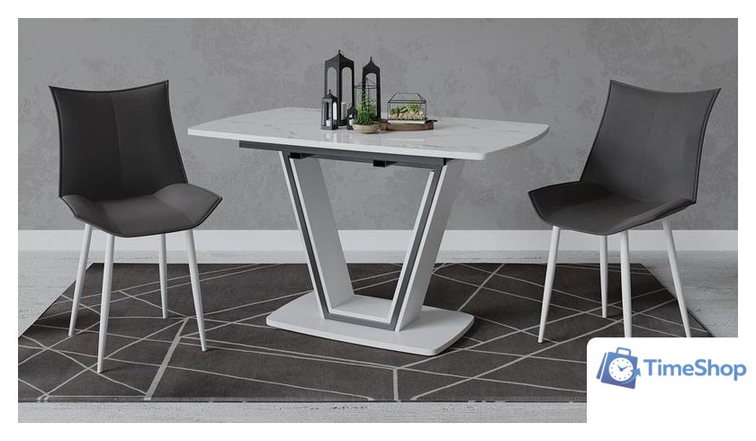 Кухонный стол Трия Дели тип 1 (белый глянец/стекло матовое белый мрамор) - Изображение №4 — Интернет-магазин Time-Shop