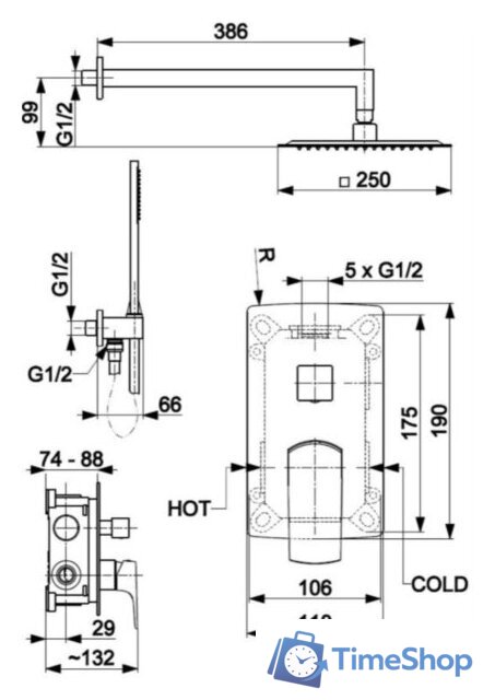 Душевая система  Armatura Mokait 5539-511-00 - Изображение №2 — Интернет-магазин Time-Shop