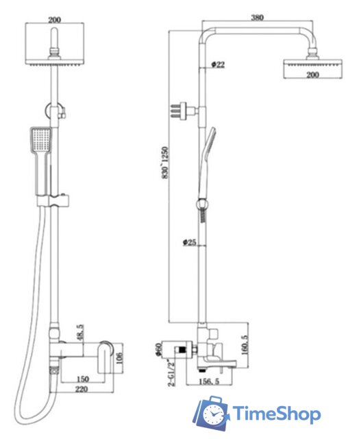 Душевая система  Bravat Real F6333367CP-A-RUS - Изображение №2 — Интернет-магазин Time-Shop