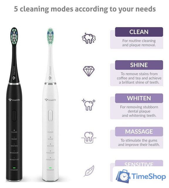 Комплект зубных щеток TrueLife SonicBrush Clean30 Duo - Изображение №2 — Интернет-магазин Time-Shop