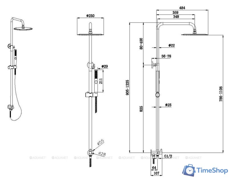 Душевая система  Allen Brau Priority 5.31031-BN - Изображение №2 — Интернет-магазин Time-Shop