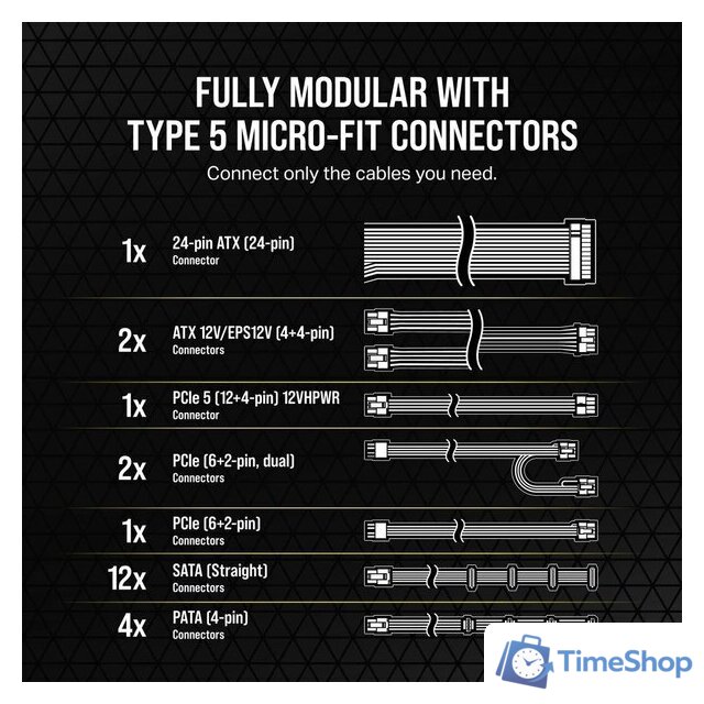 Блок питания Corsair RMx RM1200x Shift CP-9020254-EU - Изображение №10 — Интернет-магазин Time-Shop