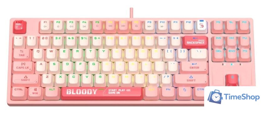 Клавиатура A4Tech Bloody S87 Energy Pink (Bloody BLMS Red Plus) - Изображение №1 — Интернет-магазин Time-Shop