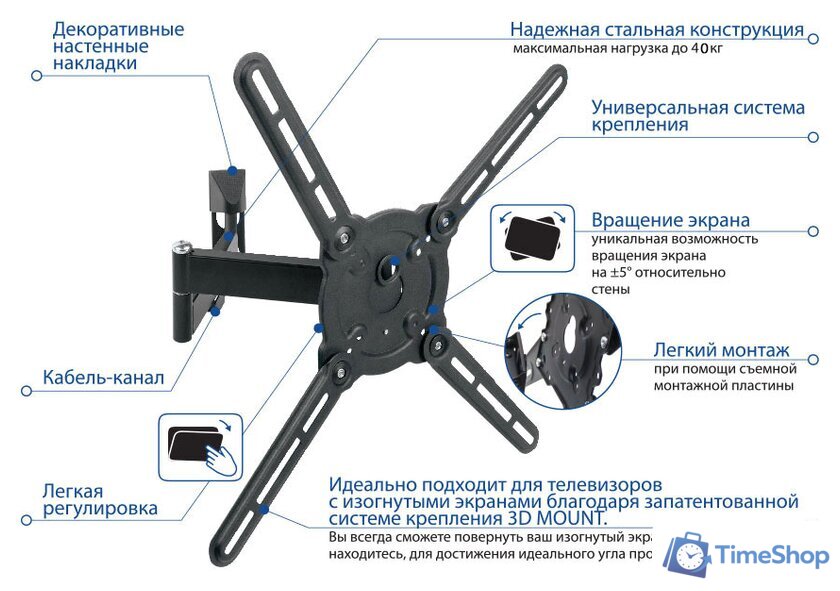 Кронштейн для телевизора Kromax ATLANTIS-15 (серый) - Изображение №9 — Интернет-магазин Time-Shop