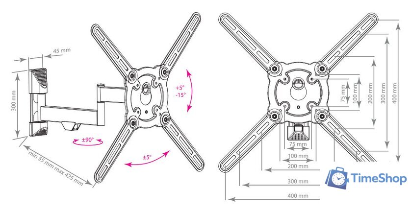 Кронштейн для телевизора Kromax ATLANTIS-15 (серый) - Изображение №8 — Интернет-магазин Time-Shop
