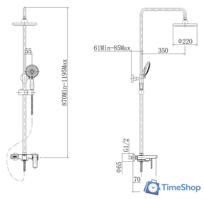 Душевая система  Fashun A2451-8 - Изображение №2 — Интернет-магазин Time-Shop