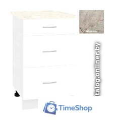 Шкаф напольный Кортекс-мебель Корнелия Лира НШ50р3ш (белый/марсель) - Изображение №1 — Интернет-магазин Time-Shop