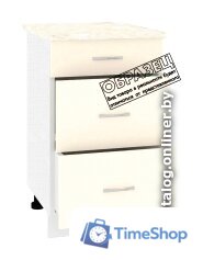 Шкаф напольный Кортекс-мебель Корнелия Лира НШ50р3ш (белый/марсель) - Изображение №4 — Интернет-магазин Time-Shop