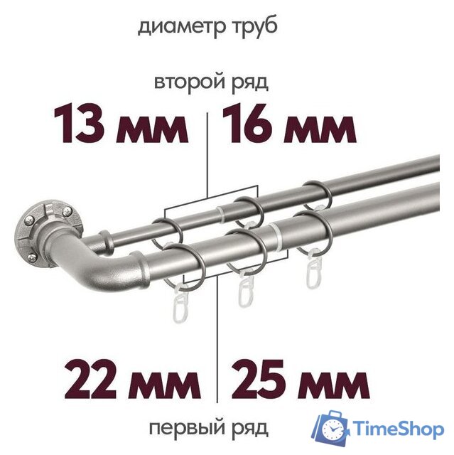 Карниз для штор UG Home Раздвижной 2-рядный 2КР-153-360-ЧО (черное олово, 1.53-3.6м) - Изображение №3 — Интернет-магазин Time-Shop
