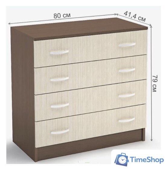 Комод Стендмебель Бася КМ-554-М 4 ящика (ясень шимо светлый-ясень шимо темный) - Изображение №2 — Интернет-магазин Time-Shop
