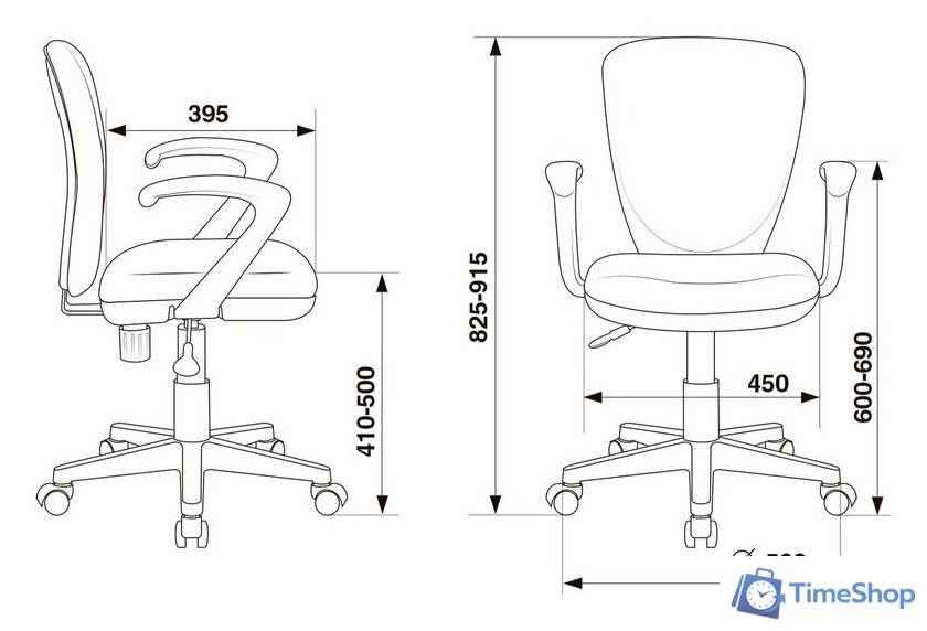 Компьютерное кресло Бюрократ KD-W10AXSN/STICK-BL (голубой) - Изображение №6 — Интернет-магазин Time-Shop