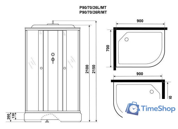 Душевая кабина Niagara Promo P90/70/26R/MT 90x70x215 - Изображение №5 — Интернет-магазин Time-Shop