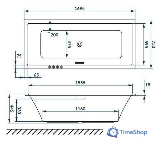 Ванна Excellent Heaven Slim 170x75 (с ножками) - Изображение №6 — Интернет-магазин Time-Shop