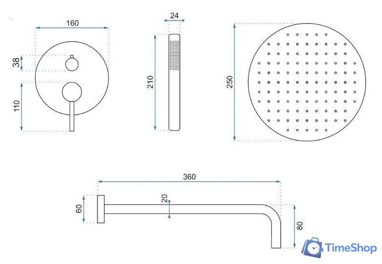 Душевая система  Rea Lungo REA-P4110 (золотой) - Изображение №7 — Интернет-магазин Time-Shop