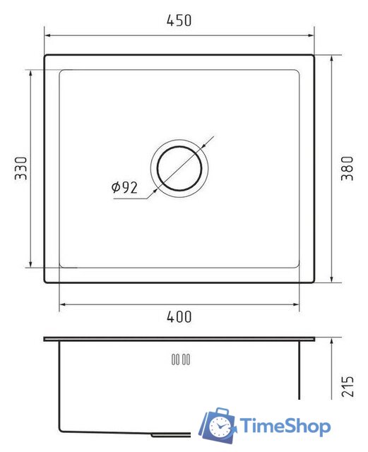 Кухонная мойка GranFest Metal нержавеющая сталь AISI 304 GF-4538 графит (с сифоном) - Изображение №2 — Интернет-магазин Time-Shop