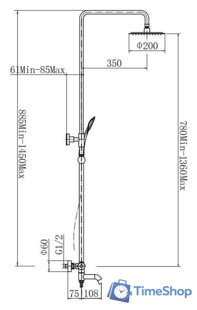 Душевая система  Fashun A52426 - Изображение №3 — Интернет-магазин Time-Shop