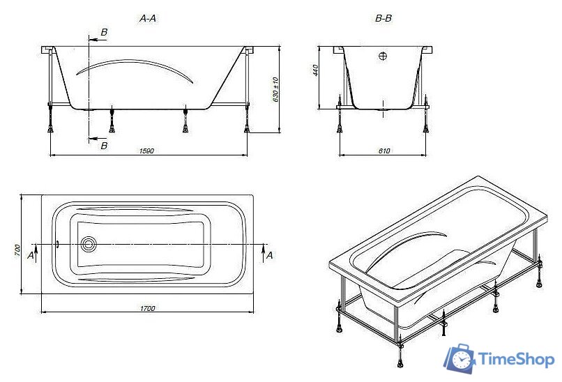 Ванна Roca Line 170x70 ZRU9302924 + ZRU9302925 - Изображение №6 — Интернет-магазин Time-Shop