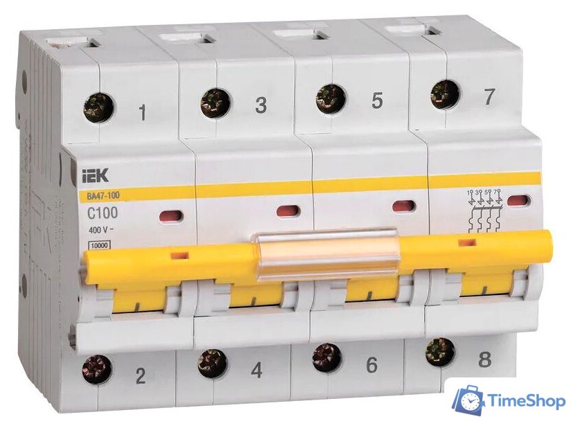 Выключатель автоматический IEK ВА 47-100 100А 4P 10кА С MVA40-4-100-C - Изображение №1 — Интернет-магазин Time-Shop
