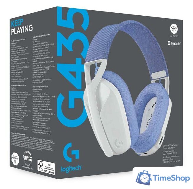 Наушники Logitech G435 Lightspeed (белый/сиреневый) - Изображение №5 — Интернет-магазин Time-Shop