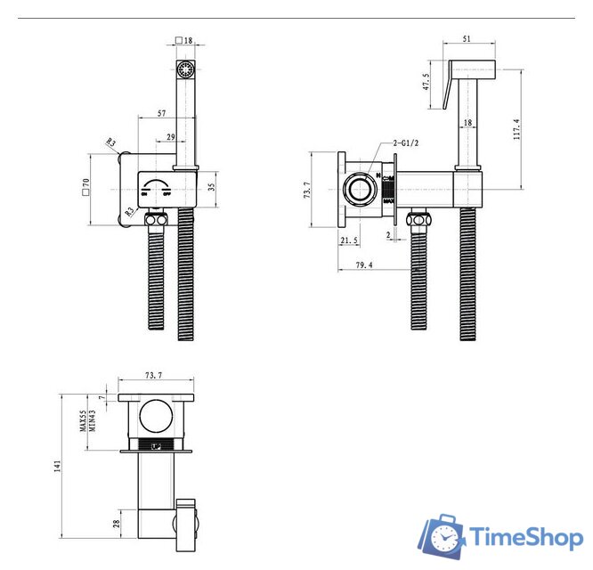Унитаз напольный Lauter Vortex 2110012VF + гигиенический душ Rainix 21LT7714GL - Изображение №30 — Интернет-магазин Time-Shop