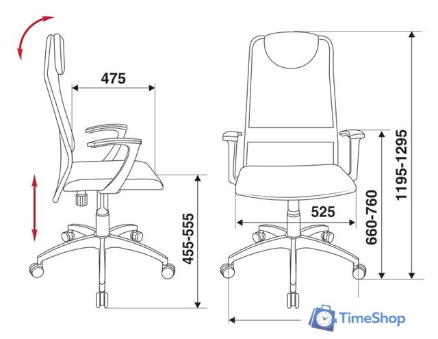 Офисное кресло Бюрократ KB-8/DG/TW-12 (серый) - Изображение №5 — Интернет-магазин Time-Shop