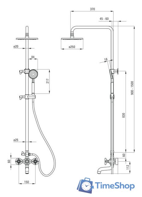 Душевая система  Deante Temisto NAC M1QT - Изображение №2 — Интернет-магазин Time-Shop