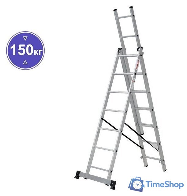 Лестница-стремянка Новая высота NV 123 алюминиевая трёхсекционная 3x7 ступеней - Изображение №1 — Интернет-магазин Time-Shop