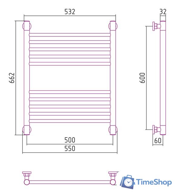 Полотенцесушитель Сунержа Богема+ прямая 600х500 31-0220-6050 - Изображение №3 — Интернет-магазин Time-Shop