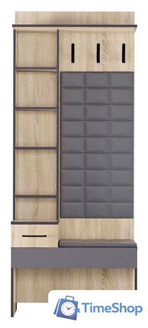 Стенка Аквилон Эльза №1 800 с зеркалом (дуб сонома) - Изображение №5 — Интернет-магазин Time-Shop