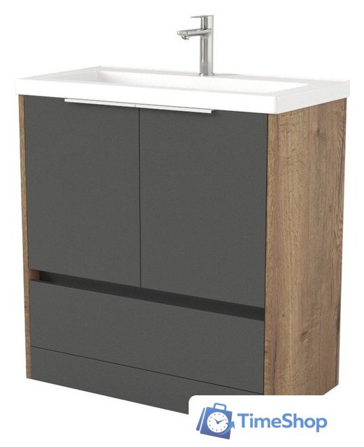  Дабер Тумба под умывальник 017 Тобага/Эридан 80 Т17.8Т.0.22Б (дуб галифакс/серый/ручка белая) - Изображение №1 — Интернет-магазин Time-Shop