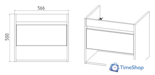 Viant Тумба под умывальник Бостон Como 60 VBOS60COG-T1YP - Изображение №3 — Интернет-магазин Time-Shop