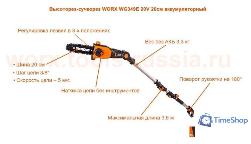 Высоторез Worx WG349E.9 (без АКБ) - Изображение №10 — Интернет-магазин Time-Shop