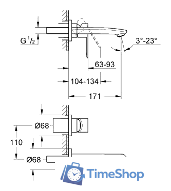 Смеситель без скрытого механизма Grohe Eurostyle Cosmopolitan 19571002 - Изображение №2 — Интернет-магазин Time-Shop