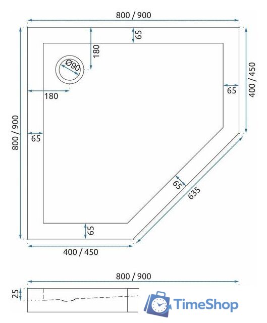 Душевой поддон Rea Diamond 90x90 (черный) - Изображение №8 — Интернет-магазин Time-Shop