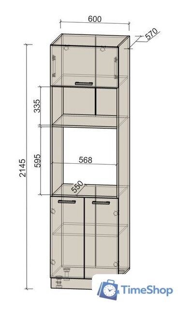 Шкаф-пенал Интерлиния Компо ПШД-№18-2145 (дуб золотой/дуб золотой) - Изображение №2 — Интернет-магазин Time-Shop