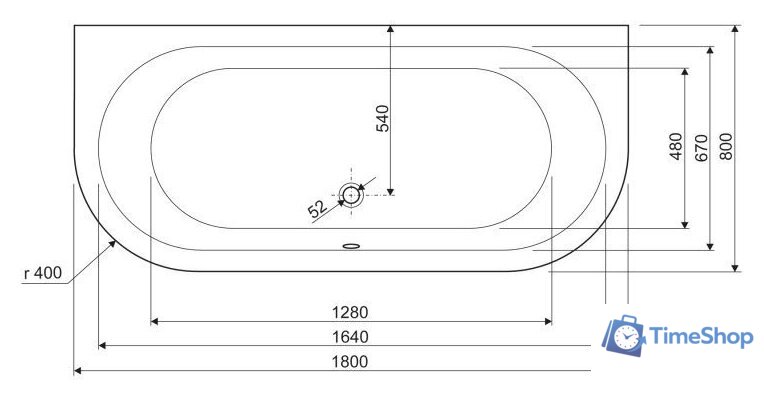 Ванна Cezares Metauro Wall 180x80 - Изображение №3 — Интернет-магазин Time-Shop