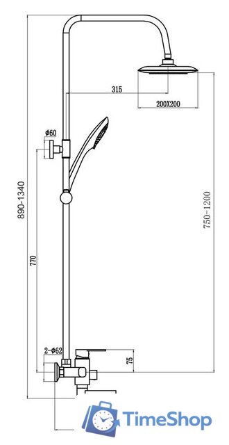 Душевая система  Fmark FM2402 - Изображение №2 — Интернет-магазин Time-Shop