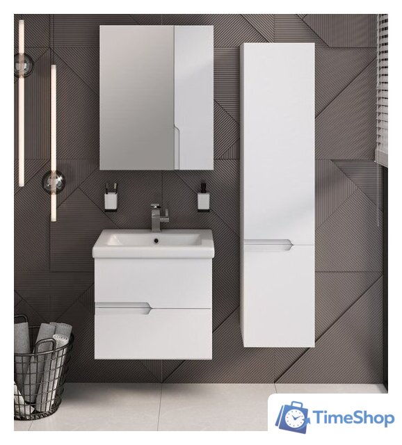  Runo Тумба с умывальником Стокгольм 60 + Como 60 (подвесная) - Изображение №1 — Интернет-магазин Time-Shop