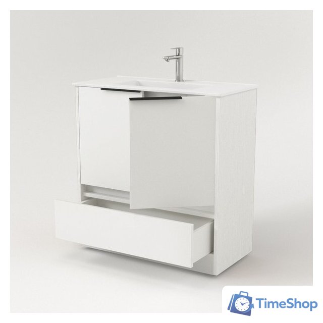  Дабер Тумба под умывальник 017 WeltWasser Deilbach 7517-60 Т17.6W.0.5Ч (белый древесный/ручка черная) - Изображение №3 — Интернет-магазин Time-Shop