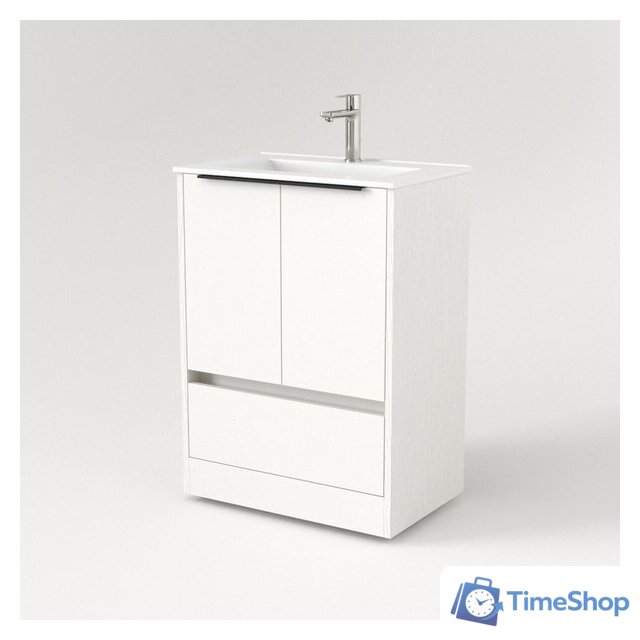  Дабер Тумба под умывальник 017 WeltWasser Deilbach 7517-60 Т17.6W.0.5Ч (белый древесный/ручка черная) - Изображение №2 — Интернет-магазин Time-Shop