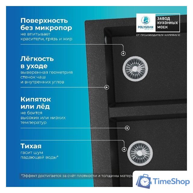 Кухонная мойка Polygran Brig 790 (черный) - Изображение №6 — Интернет-магазин Time-Shop