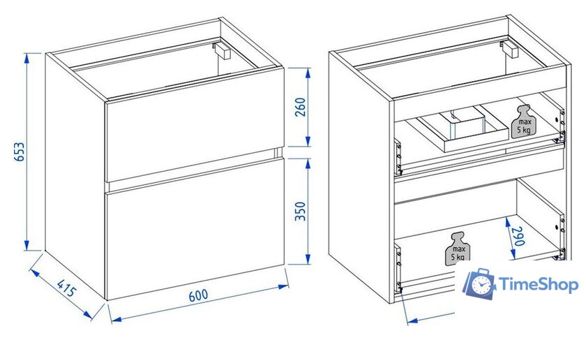  Lauter Тумба под умывальник Emma 60 (белый глянец) - Изображение №11 — Интернет-магазин Time-Shop