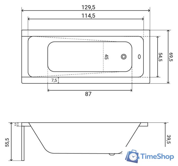 Ванна Lauter Estelle 130 21206030 (с каркасом и сифоном 21Y11021 матовый черный) - Изображение №35 — Интернет-магазин Time-Shop